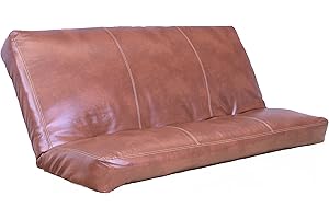 FUTONX Queen Size Futon Cover Only Bonded Leather Premium Collection Fits 6-8 inch Futons Mattress (Havana)