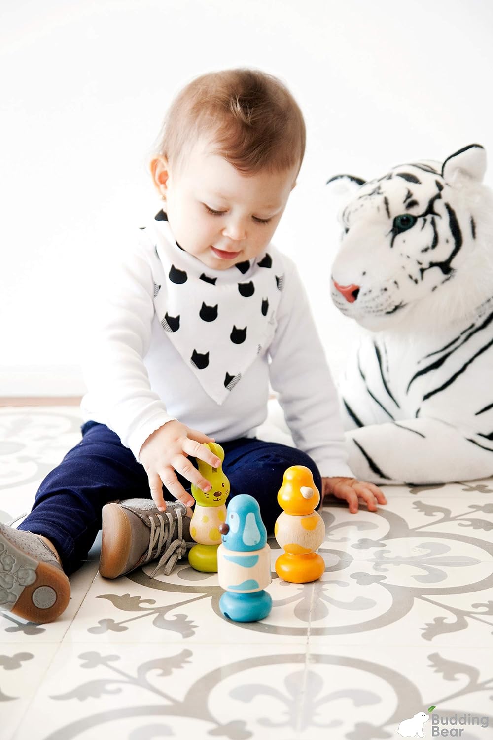 Budding Bear Bavoir Bandana Bebe Garcon Et Fille Coton Bio 100 Bavoirs Bebe Triangle Avec Bouton Pression Sans Nickel Et Ajustable 10 Pcs Bavette Bebe Ultra Absorbante Pour La Bave Le