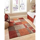 Unique Loom Autumn Collection Warm Toned Contemporary Abstract Checkered Color Block Area Rug, 5 x 8 ft, Multi/Dark Brown