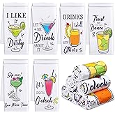 Macarrie 12 Pcs Funny Cocktail Towels 16 x 24 Inch Kitchen Dish Towels Absorbent and Fast-Drying Tea Towel Set for Kitchen for Bar Cocktail Lovers Gift Birthday Party Favor