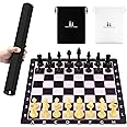 Prevision Chess Ecliptic Style Themed Tournament Chess Set,Weighted Chess Pieces,with 17" Roll Up Chess Board Mat,Travel Chess Set for Adults and Kids