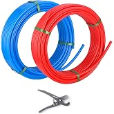 EFIELD Pex-A Pipe/Tubing Blue &amp; Red 3/4 inch 2 x100 ft(200ft)(YRB100) | for Potable Water-for Hot/Cold Water-Plumbing Applications, with Pipe Cutter