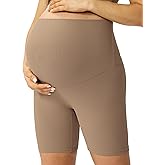POSHDIVAH Ribbed Maternity Biker Shorts Over The Belly for Women - 5"/8" Buttery Soft Pregnancy Workout Athletic Short