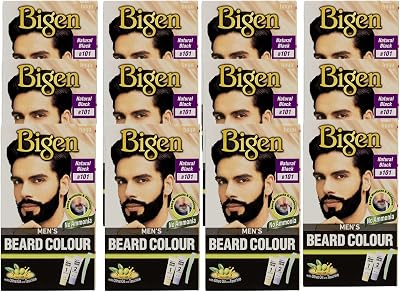 Bigen 12 x Men's Beard Colour No Ammonia Aloe Olive Oil Natural Black 101