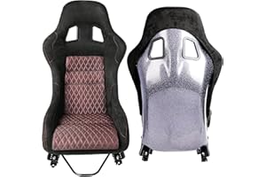 JIABEIR Size L Piece Universal Silver Glitter Fiberglass Racing Bucket Seat Red Stitch Mesh Fabric With Dual Lock Sliders For Driving Car Use Not Including Seat Bracket