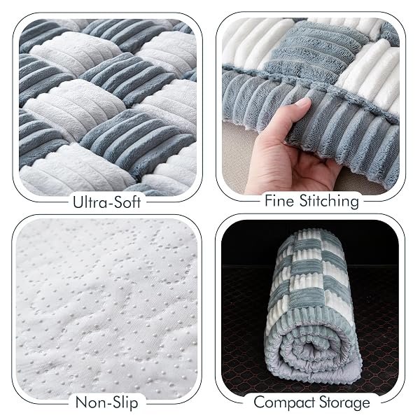 NESTLYMOLY DOG BED FOR CAR, PET TRAVEL BACKSEAT MAT FOR VEHICLE SUV TRUCK JEEP AUTOMOBILE, LARGE WASHABLE FOLDABLE NON-SLIP FUZZY SOFT COMFORTABLE COZY EXTENDER PROTECTOR COVER PAD, GREY, 24.8X54 IN