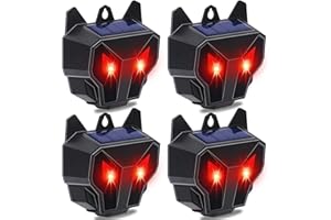 Lulu Home 4 Packs Solar Animal Repeller, Nocturnal Predator Deterrents with Red LED Flashing Lights Drive Away Raccoons, Deer, Skunks, Coyotes, Birds, Foxes from Chicken Coop Yard Farm