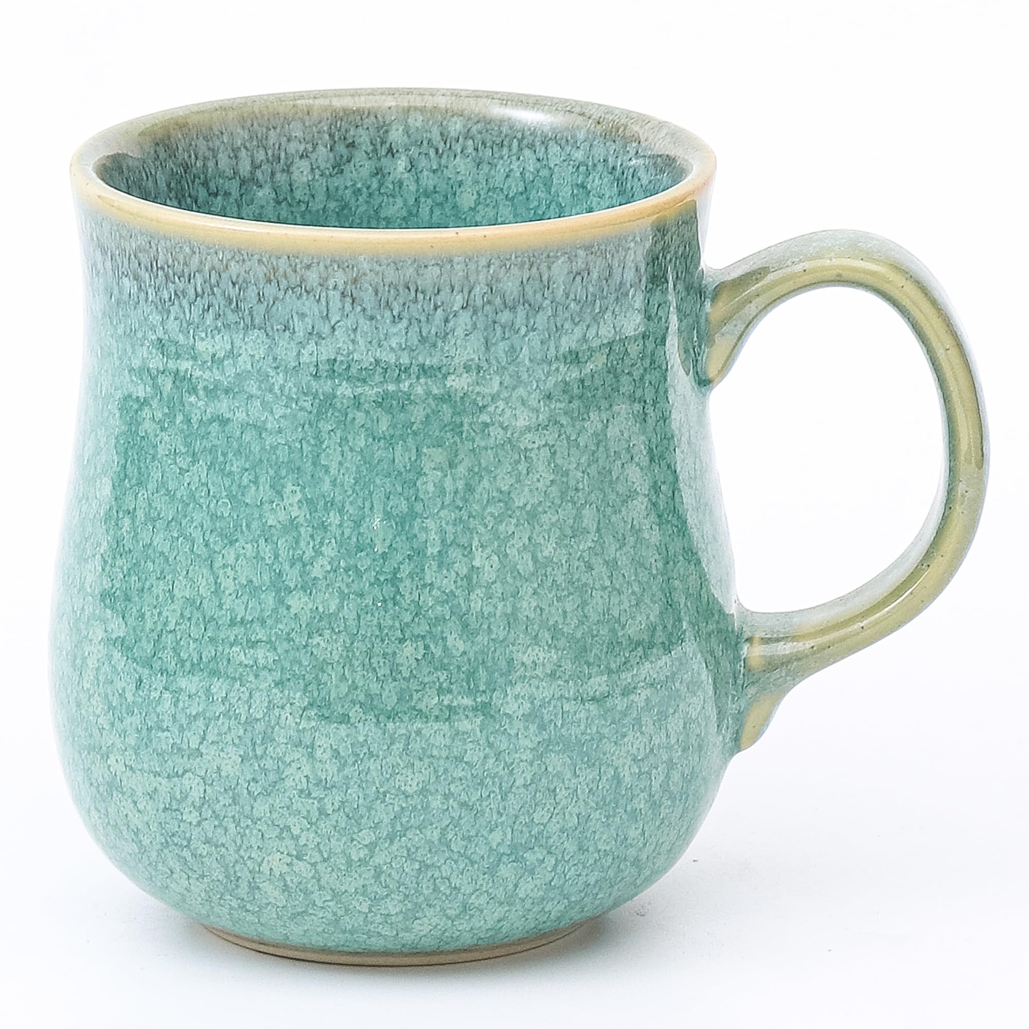 21 oz Large Ceramic Coffee Mugs, Pottery Mug Handmade, Ceramic Tea Cups with Handle for Office and Home, Dishwasher and Microwave Safe (Crystal Green)