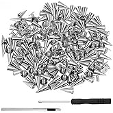 Spikes for Clothes 100 Sets Studs and Spikes Kit 12mm Metal Studs for Clothing, Shoes Belts Bags Hats Crafts Screwback Stud for DIY Leathercraft Decoration Punk Rock Style Clothing Accessories