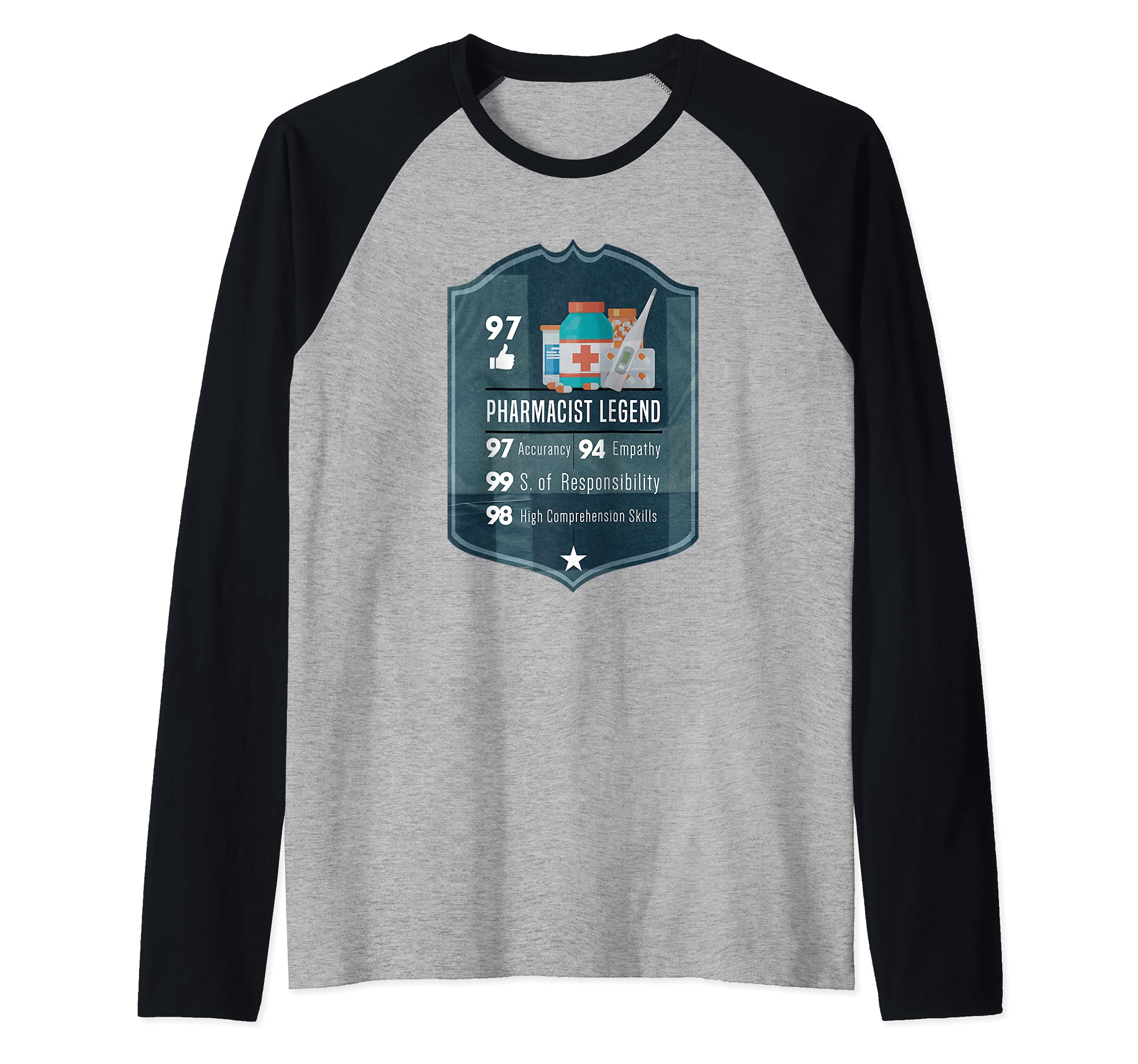 Pharmacist Crest Farewell Award Colleague Pharma Raglan Baseball Tee