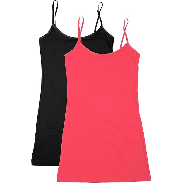 XT1002L Plus Size Adjustable Spaghetti Strap Trim Long Tank Top