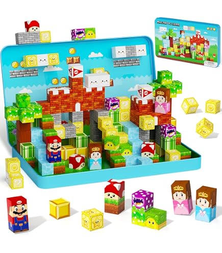 GAGAKU Bloques Magnéticos De Viaje Con Ironbox – 28 Piezas – Caja De Almacenamiento Magnética – Juguete Educativo Para Niños A Partir De 18 Meses – Regalo Para Niñas Y Niños