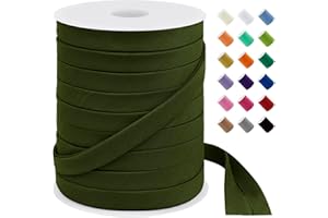 LEREATI Dark Green Bias Tape Double Fold 1/2 Inch x 55 Yards, Polyester Fabric Seam Binding Tape for Sewing, Seaming, Hemming, Piping, Quilting, Upholstery Trim