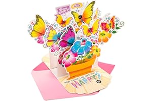 Hallmark Pop Up Mother's Day Card with Song for Mom (Pot of Butterflies, Plays Happy by Pharrell Williams), 5.8 x 8.3 inches (799MDL2026)