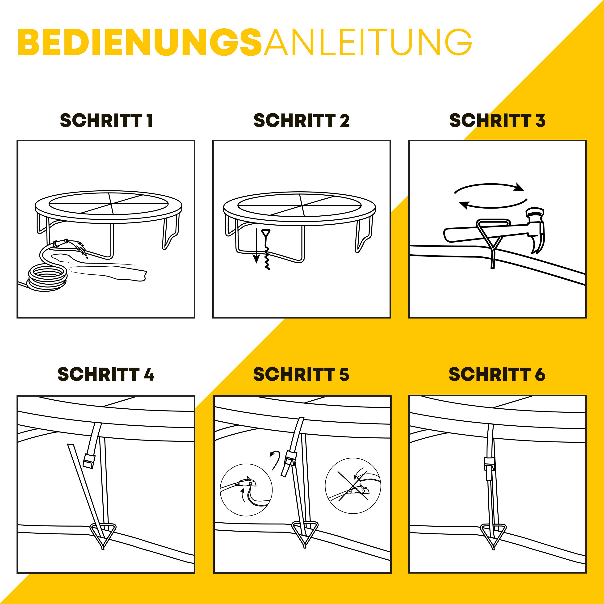SCHMITZ.Tools Bodenanker Trampolin Erdanker zum Eindrehen - Extra sichere Premium Ausführung - Sturmanker Befestigung Boden - Verstellbarer XXL-Gurt - 2,50m - Rostfrei 4