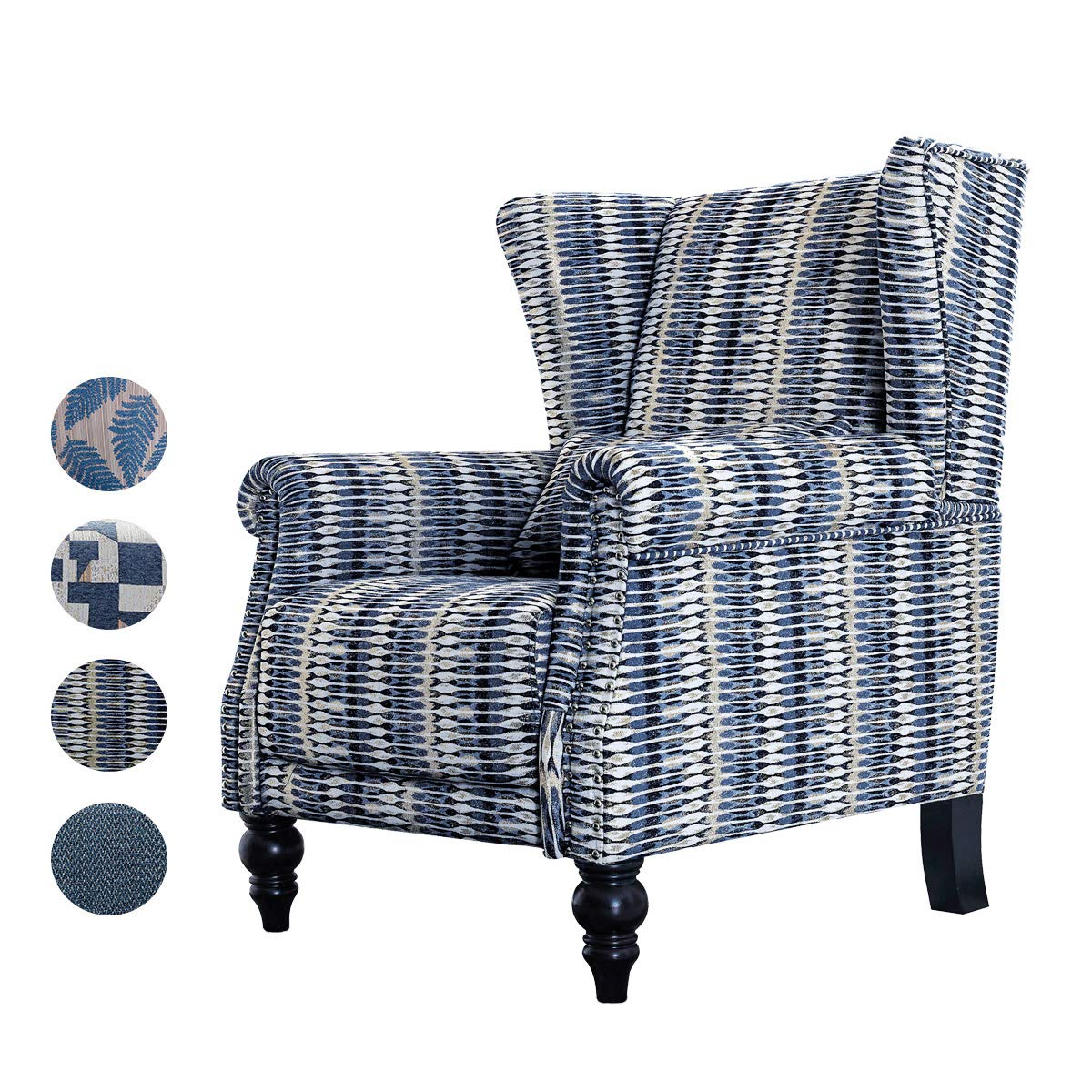 Best blue and gray pattern accent chair