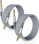 RUXELY 6.35mm TRS Instrument Cable 2M 2-Pack Straight 1/4 Inch Jack