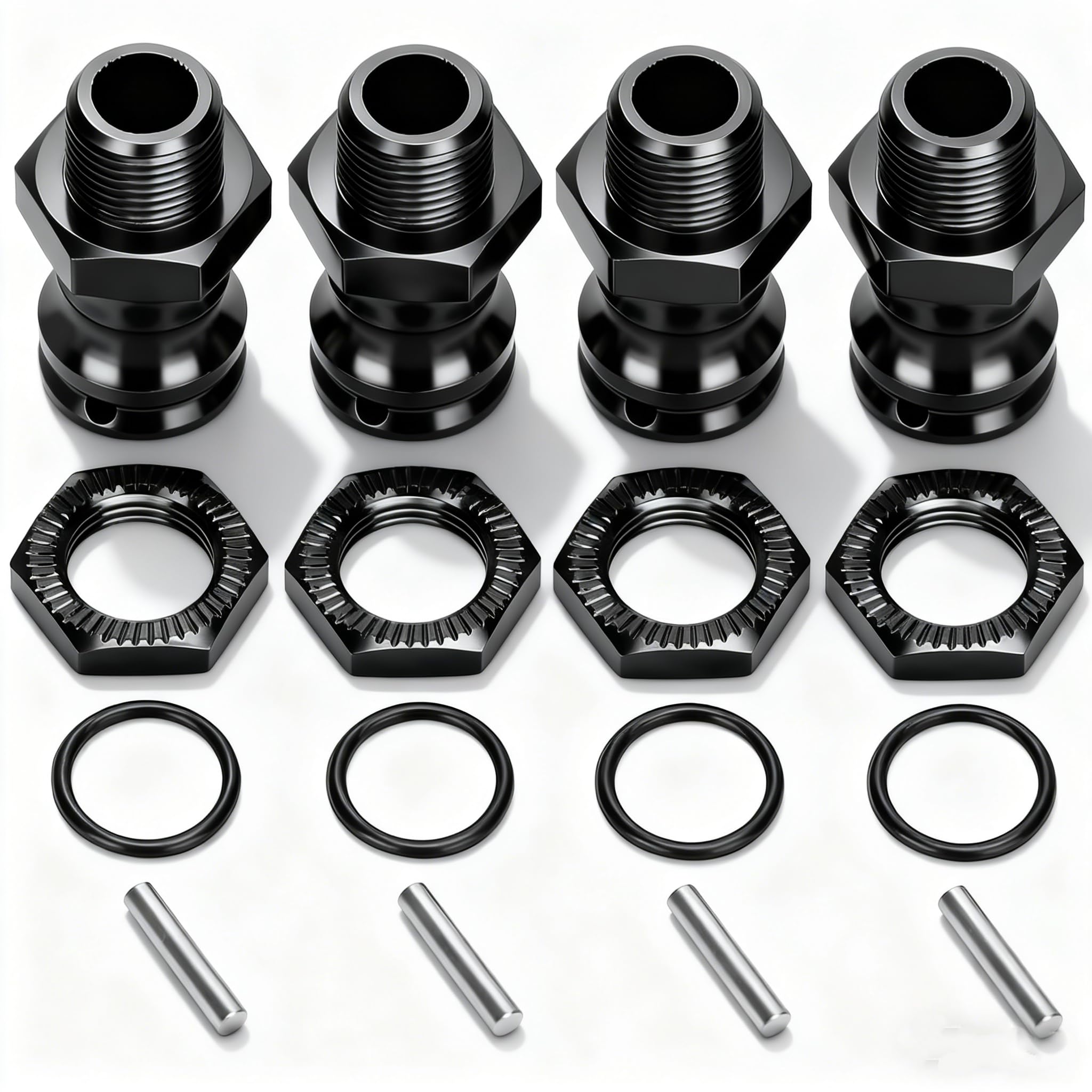 Alomejor RC Wheel Hub Adapter,4pcs professional mechanics kit with 17mm hex and 23mm extensions,precise fit for 1/8 scale RC model car wheels,for hobbyists track repairs and off-road upgrades