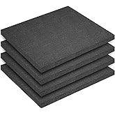Polyurethane Foam Inserts, 4 PCS 16 x 12 x 0.5 Inch Black Cuttable Packing Foam Sheets for Tool Box, Camera, Crafts and Storage ﻿