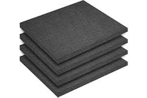 KINXIYU Polyurethane Foam Inserts, 4 PCS 16 x 12 x 0.5 Inch Black Cuttable Packing Foam Sheets for Tool Box, Camera, Crafts and Storage ﻿
