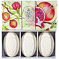 La Florentina:"Melograno" Bar Soaps, Pomegranate Scent,"Bellosguardo" Collection - Pack of 3 Soaps, 5.3 Ounces (150g) Each, Gift Box [ Italian Import ]