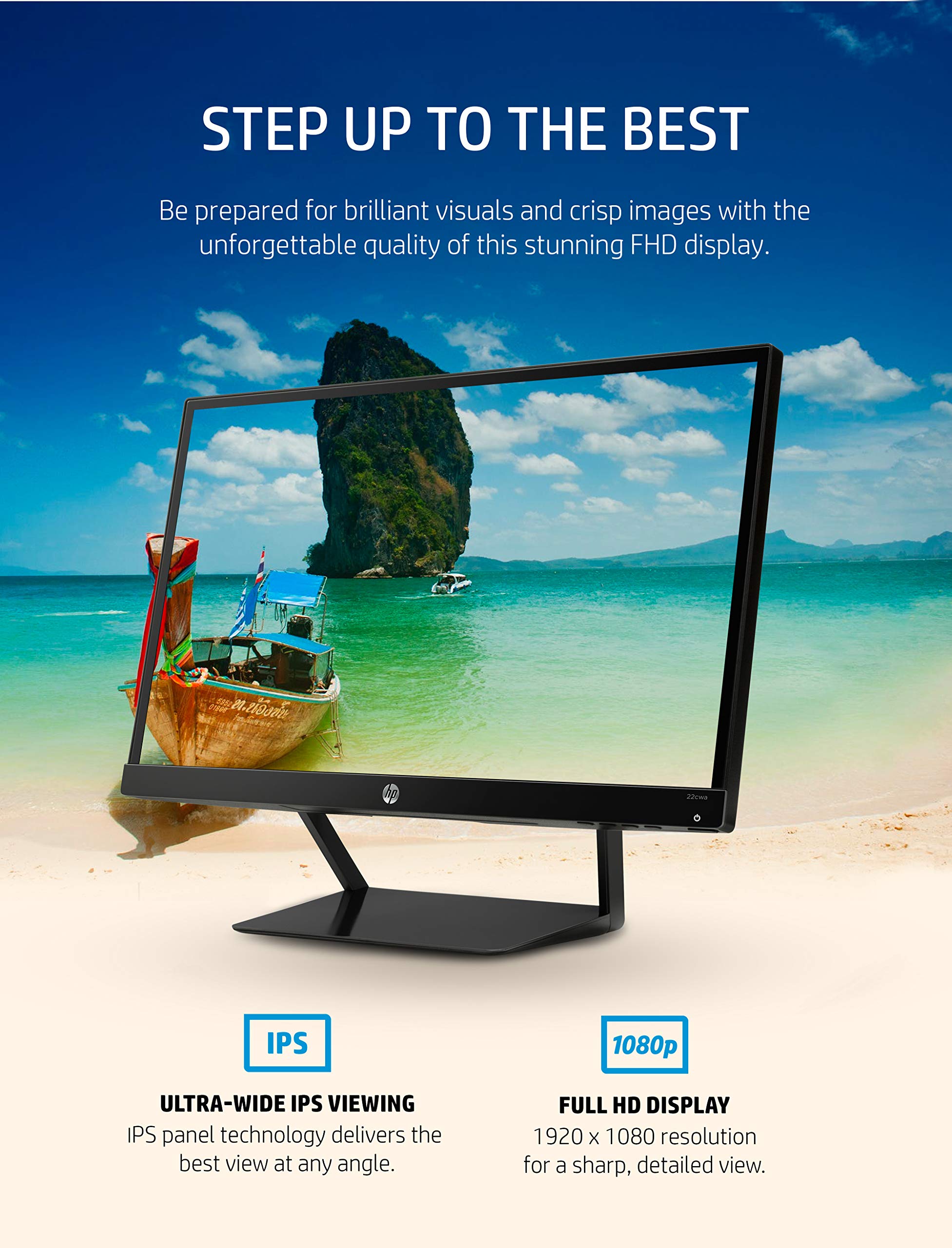 HP Pavilion 22cwa 21.5Inch Full HD 1080p IPS LED Monitor, Tilt, VGA