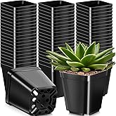 SEEWEY 1000 Pcs 2.7 Inch Nursery Pots Bulk Square Small Plastic Seedling Starter Pots with Drainage Holes, Deep Planting Containers for Indoor Outdoor, Greenhouse, Garden, Nursery & Farm Use, Black