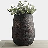 Wallowa 20" H Weathered Concrete Tall Planter, Black Large Outdoor Indoor Decorative Flower Pot with Drainage Hole, Modern Ro