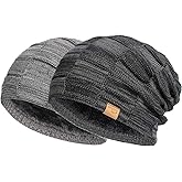 Vgogfly Slouchy Beanie for Men Winter Hats for Guys Cool Beanies Mens Lined Knit Warm Thick Skully Stocking Binie Hat Pairs