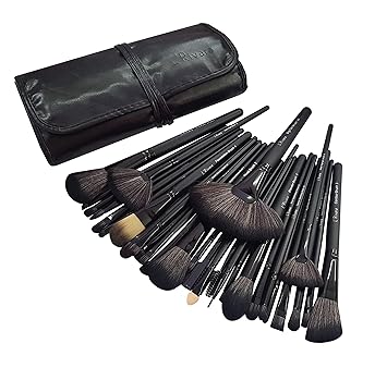 L'Rivara Makeup Brush Set with PU Leather Case LR-113 (Black, 30 Piece)