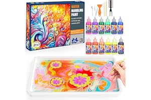 GORISPI Water Marbling Paint Kit for Kids - Paint Craft Kits 12 Colors Arts and Crafts for Girls & Boys Age 6 7 8 9 10 12 Year Olds Paint Gift Birthday Christmas Thanksgiving Day Activities Toys