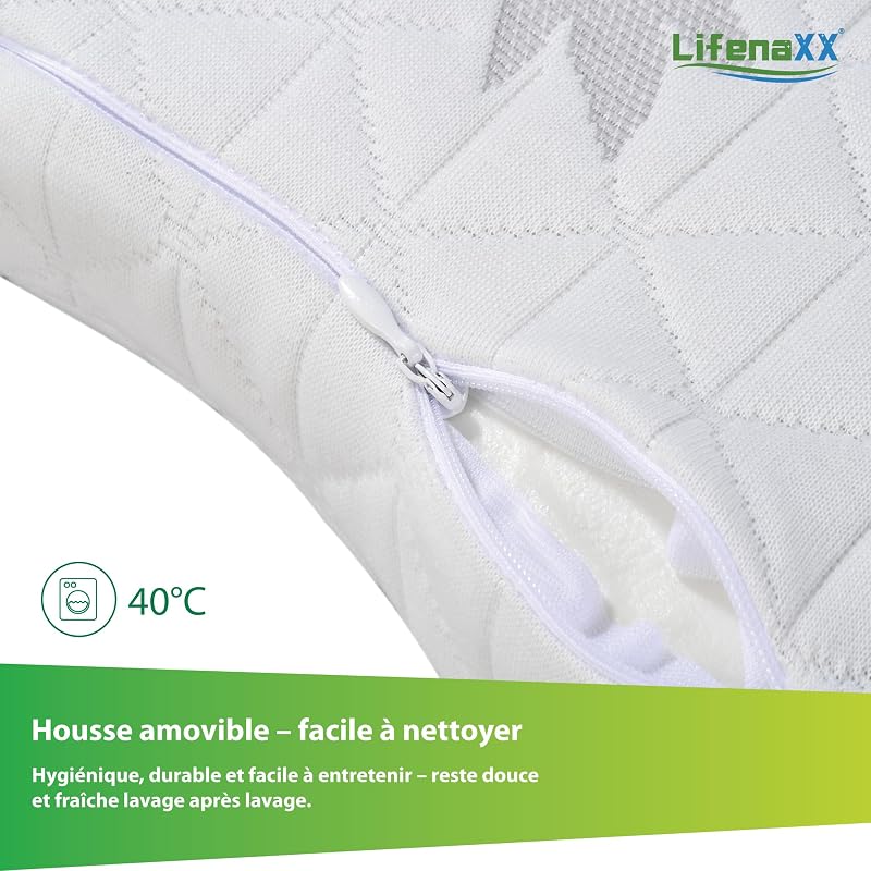 Oreiller de Cou en Chanvre LX-053 – Oreiller Ergonomique en Mousse à mémoire de Forme avec Housse Lavable – Soutien Cervical Naturel, Respirant et Durable pour Un Sommeil réparateur
