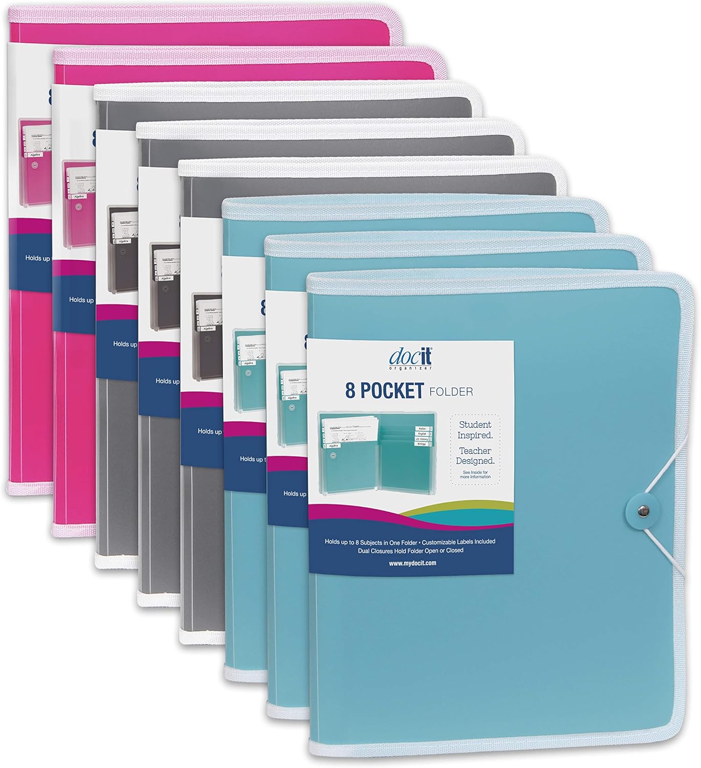 DocIt 4 Pocket Binder, Multi Pocket Folder and 1-inch 3 Ring Binder, Perfect for School, Office and Project Organization, Holds 300 Letter Size Papers, Blue (00939-BL) : Office Products