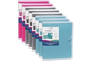 DocIt 8 Pocket Folder Counter Display, Contains 8 Folders, 2 Each of Blue, Green, Pink, and Gray (00908)