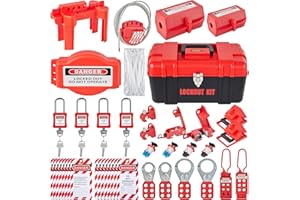 VEVOR 42 PCS Lockout Tagout Kits, Electrical Safety Loto Kit Includes Padlocks, 5 Kinds of Lockouts, Hasps, Tags & Ties, Box, Lockout Safety Tools for Electrical Risk Removal in Industrial, Machinery