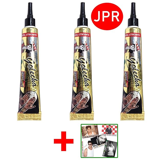 3X JPR Natural Mehandi Tattoo Tuben (Schwarz) 75g + SRK Postcard