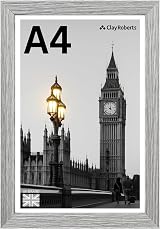Clay Roberts A4 Light Grey Photo Frame – Modern Wall Frame for Certificates view 1