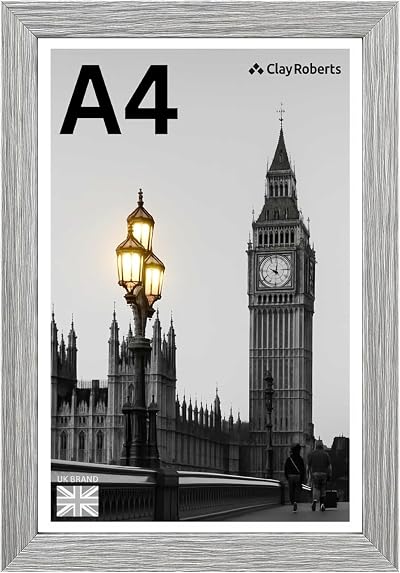 Clay Roberts A4 Light Grey Photo Frame – Modern Wall Frame for Certificates