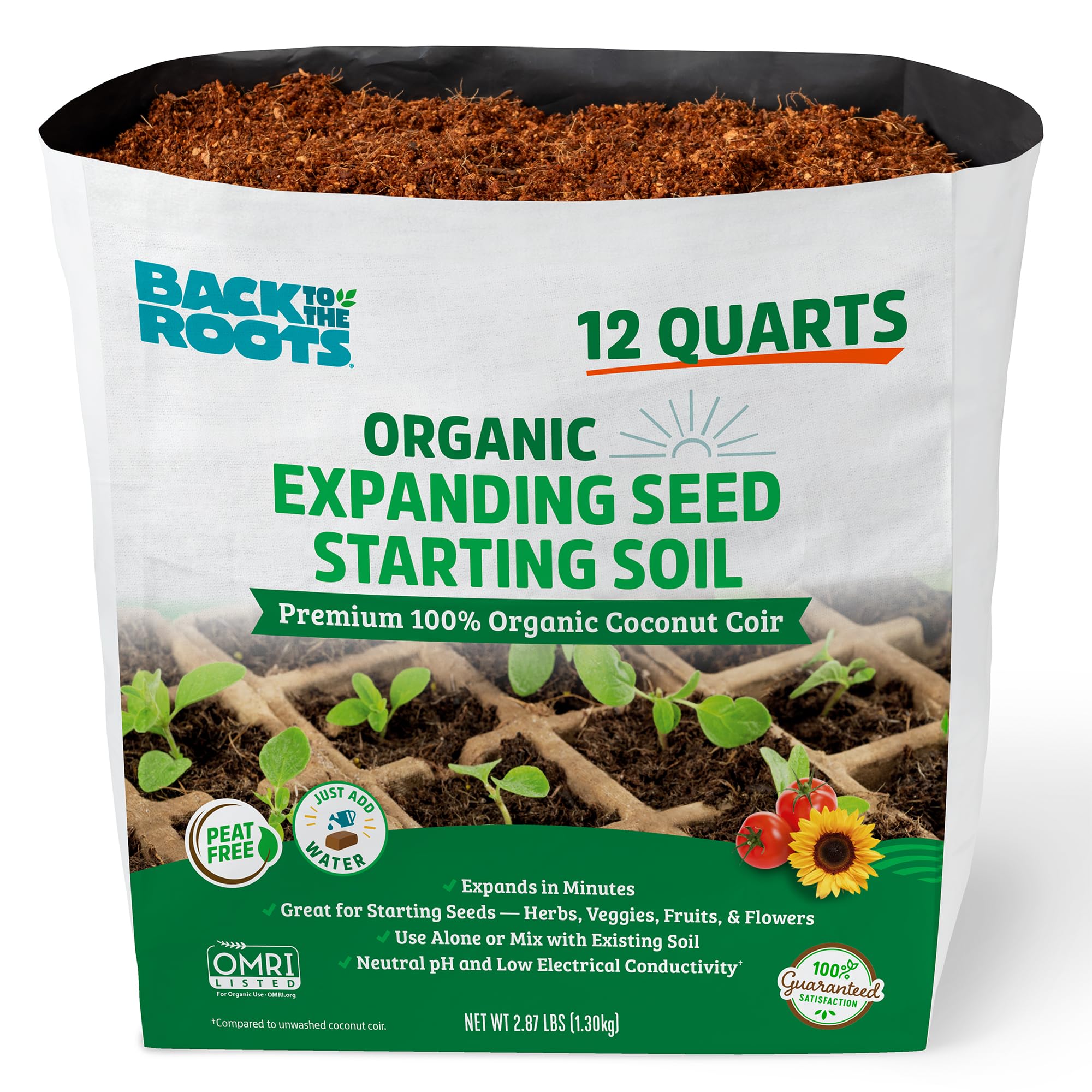 Photo 1 of Back to The Roots Organic Seed Starting, Compressed Block expands to 12 Quarts, Made for Herbs, Veggies, Flowers