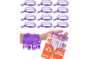 UpBrands 12-Pack Purple 7-Inch Zipper Bracelets – Fidget Party Favors for Kids, Bulk Anxiety Toys, and Stylish Accessories for Heart Day & Purple Thursday