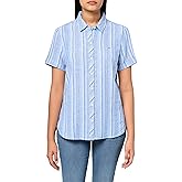 Tommy Hilfiger Womens Stripe Linen Blend Camp Shirt