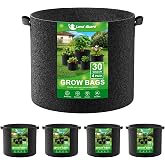Land Guard 4-Pack Fabric Grow Bags 30 Gallon, Thickened Nonwoven Garden Pots, Growing Bags with Handles, Black