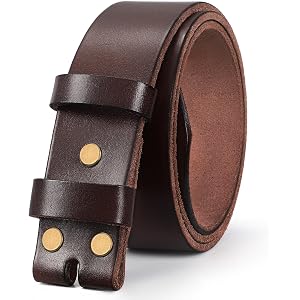 WHIPPY Men's Full Grain Leather Belt Strap without Buckle, NO Buckle Genuine Cowhide Leather Belts, One Piece, 1 1/2" Wide
