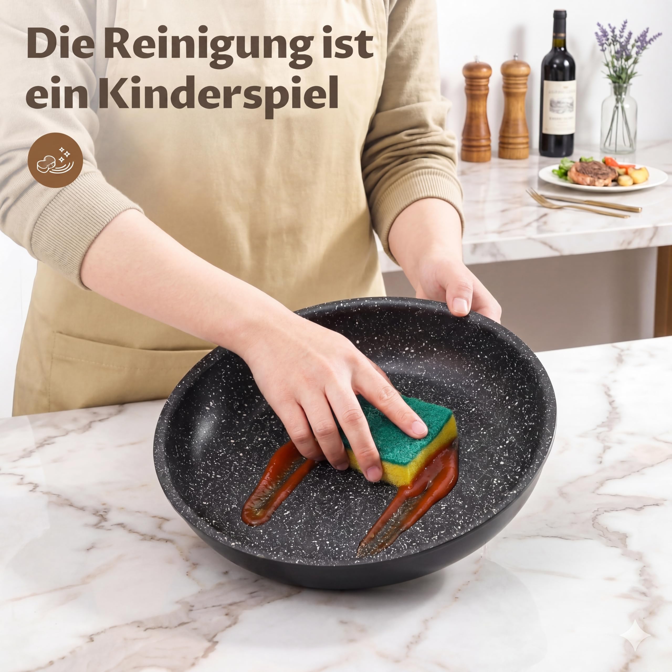 Fadware Pfannenset Induktion, Antihaftbeschichtete Bratpfanne 20, 24, 28 cm mit Abnehmbarem Griff für Kleine Küchen & Wohnmobile, Pfannen Set Stapelbar Platzsparend, für Alle Herdarten, Backofenfest 4