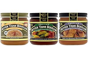 Better Than Bouillon Brand Vegeterian Varirty Pack with 1 No Chicken Base, 1 Roasted Vegetable Base and 1 Garlic Base, 8 Ounce Jars (Pack of 3)