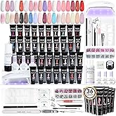 SAVILAND Hema-Free Poly Gel Nail Kit for Starter: 36 Poly Gel Nail Colors with Slip Solution Mini U V Lamp All-in-1 Kit for Quick Builder Extension, Manicure Tools for Daily Art DIY Salon Girls Gift