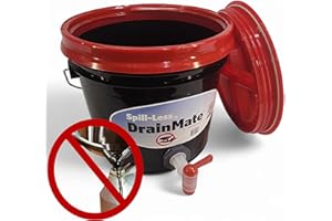Spill-Less DrainMate™ 14 Quart Oil Drain Container/Oil Drain Pan, Sealed Lid for Easy Transport, On-Off Spigot for Precise Fluid Transfer, Made in USA