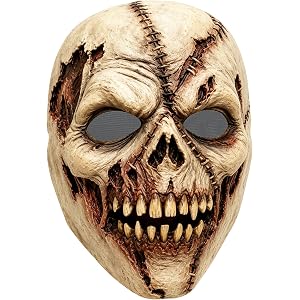 Geban Scary Halloween Mask for Adults, Realistic Skull Mask | Breathable Durable Natural Latex Mask,Creepy Demon Mask for Hal
