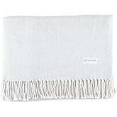 Sferra Celine Herringbone, 100% Cotton Throw Blanket - Silver Sage