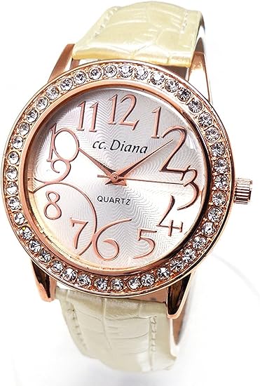 Amazon 大人可愛いレディース腕時計 ラウンドフェイス クロコ型押し パールホワイト 白 ベルトウォッチ Tvs303 Va1 レディース腕時計 腕時計 通販